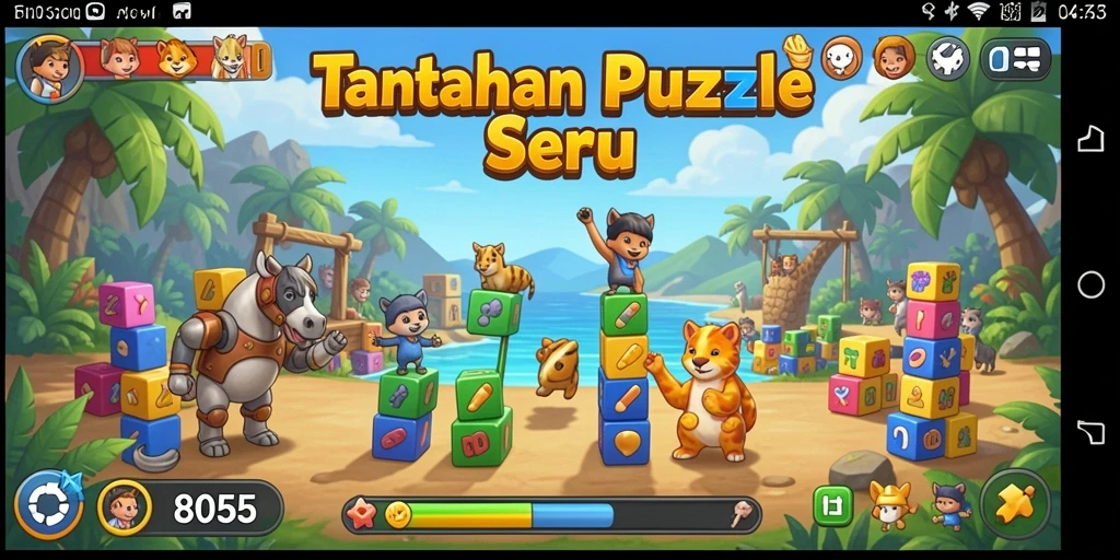 Tangkapan layar dari gameplay 8055 yang menampilkan teka-teki menarik.