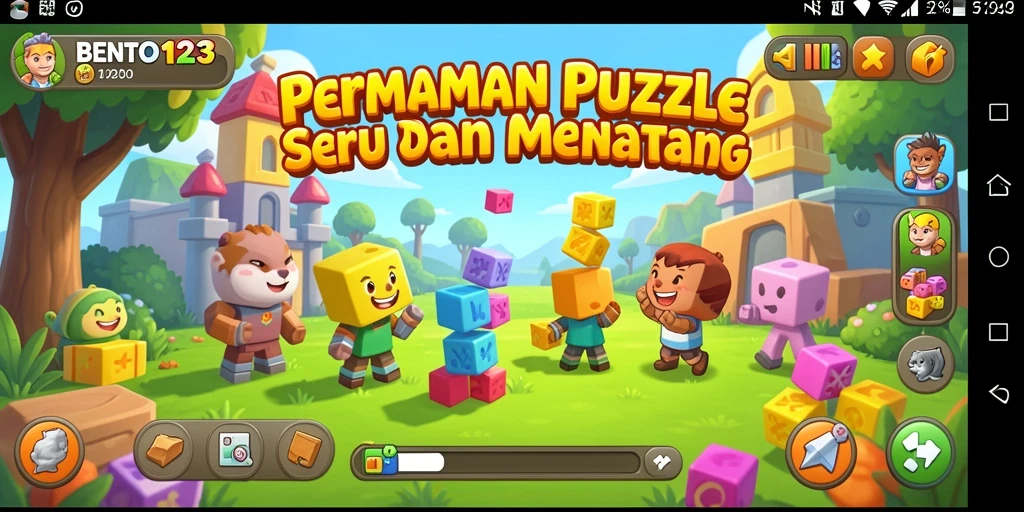 Tampilan gameplay BENTO123 dengan puzzle yang menarik dan menantang.