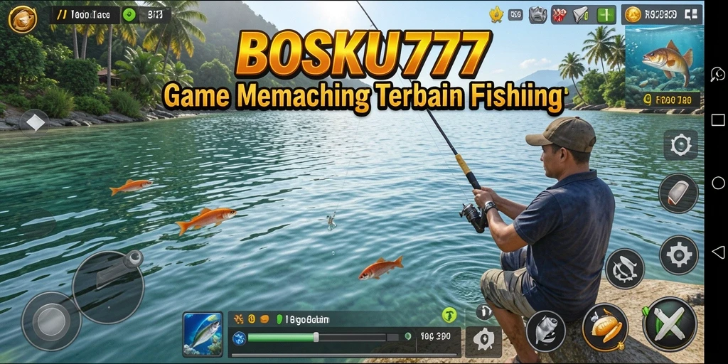 Screenshot gameplay BOSKU777 menampilkan aksi memancing yang seru.