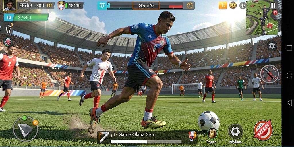 Screenshot gameplay EE789 menampilkan aksi olahraga yang intens dan mendebarkan.