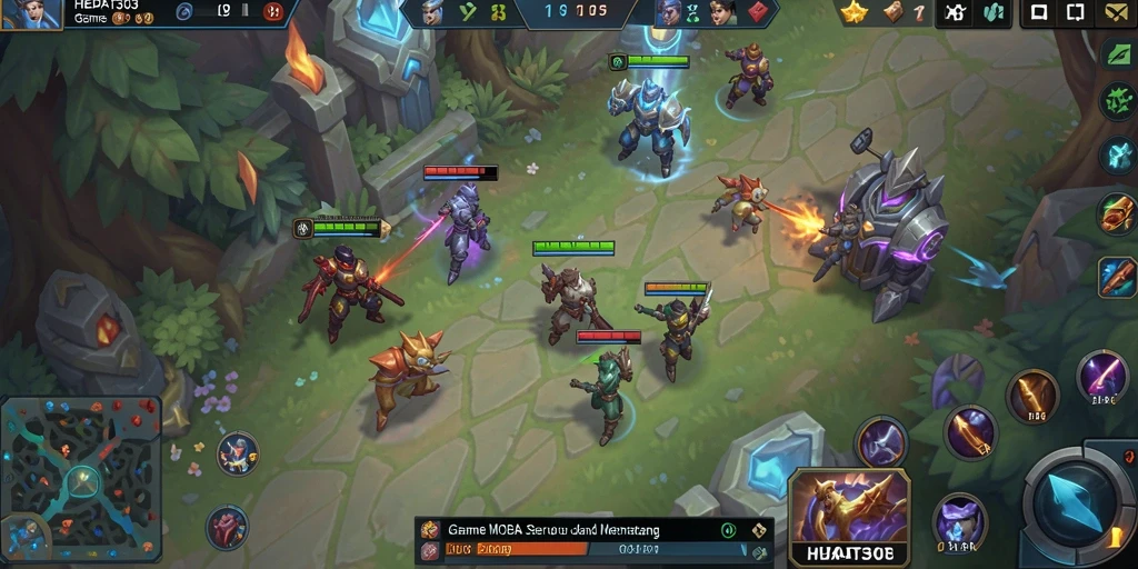 Gambar tampilan HEBAT303 dengan pertarungan seru di arena MOBA.