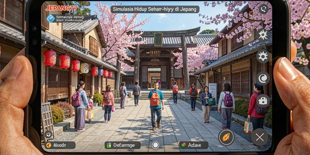 Screenshot gameplay JEPANG77 yang menunjukkan interaksi karakter dalam dunia simulasi.