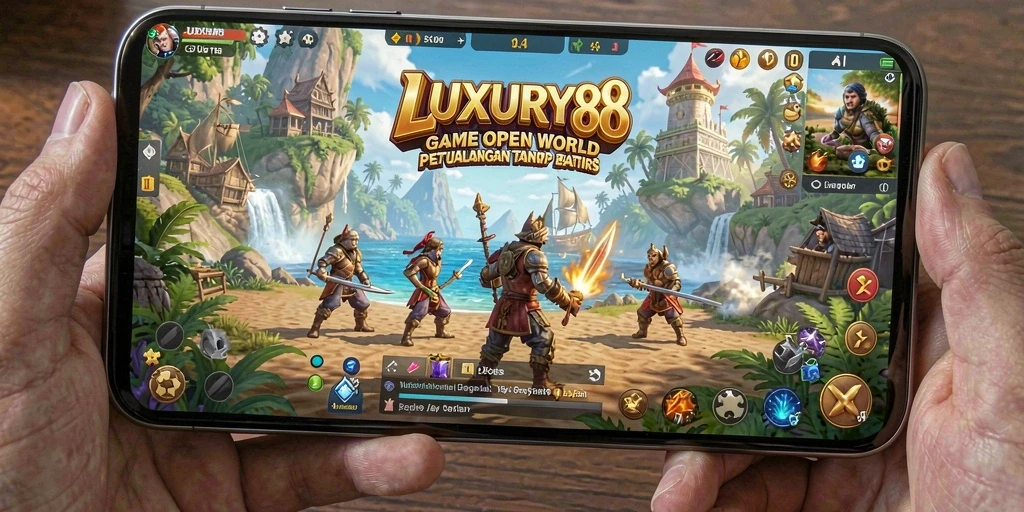 Screenshot gameplay LUXURY88 menampilkan petualangan seru di dunia terbuka.