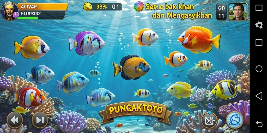 Gameplay seru PUNCAKTOTO saat menangkap ikan.
