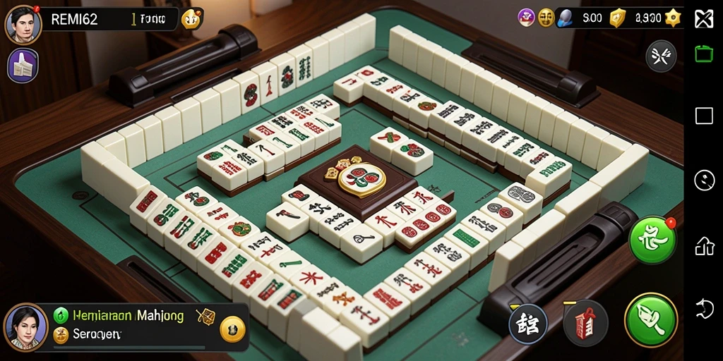 Tampilan gameplay yang menarik dari REMI62 saat bermain Mahjong.