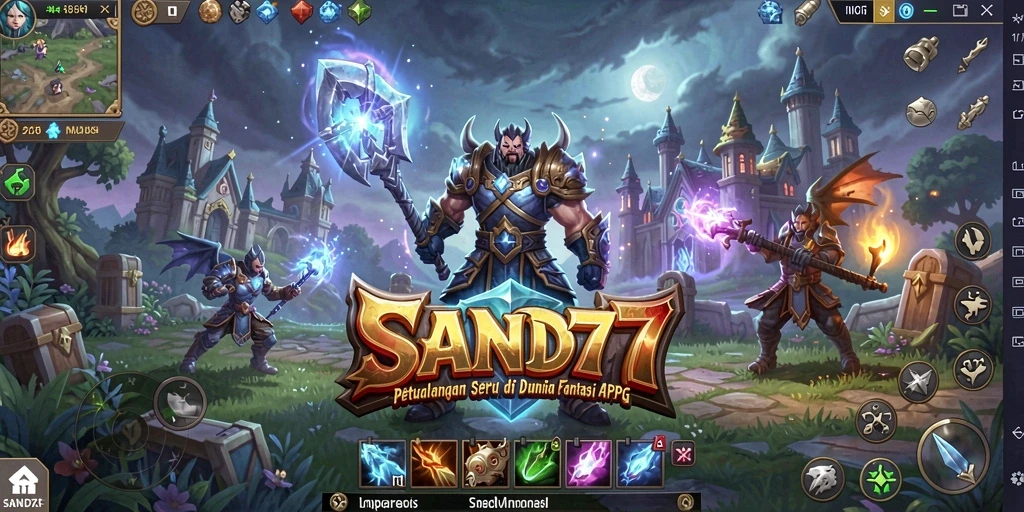 Screenshot utama SAND77 menampilkan aksi pertarungan seru dalam dunia ARPG.